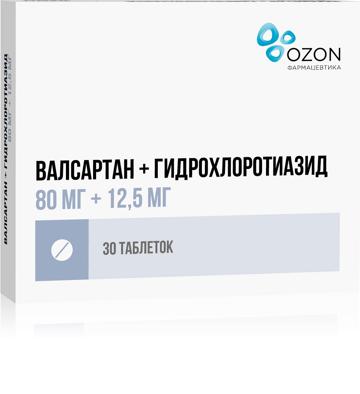 ВАЛСАРТАН+ГИДРОХЛОРТИАЗИД ТАБ П/О 80МГ+12,5МГ №30/ОЗОН/