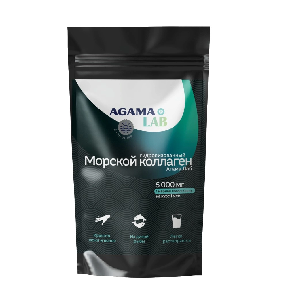 AGAMA LAB ПЕПТИДЫ МОРСКОЙ КОЛЛАГЕН+ВИТАМИН С+ГИАЛУРОН КИСЛОТА ПОР 150Г/ЛИМОН