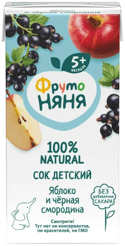 ФРУТОНЯНЯ СОК ЯБЛОКО ЧЕРНАЯ СМОРОДИНА ОСВ 5МЕС+200МЛ