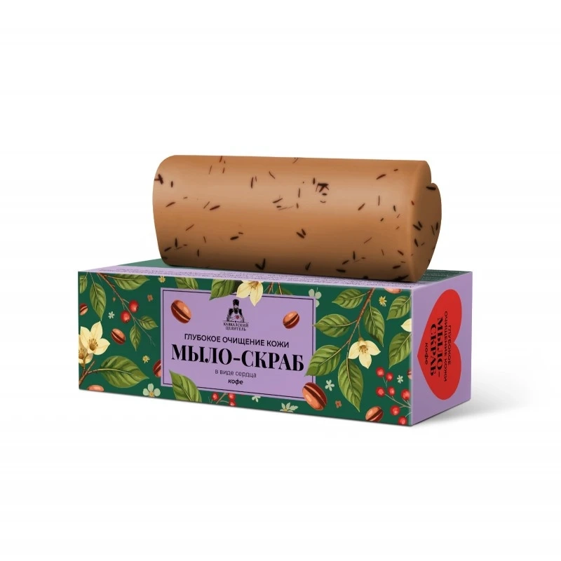 МЫЛО-СКРАБ СЕРДЦЕ КОФЕ КОРОБКА 85Г/КАВКАЗСКИЙ ЦЕЛИТЕЛЬ»/