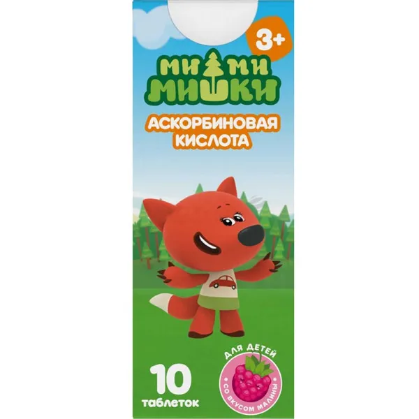 МИ-МИ-МИШКИ АСКОРБИНКА ДЕТСКАЯ ТАБ №10 МАЛИНА