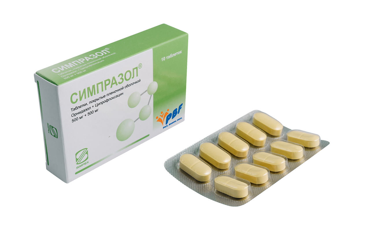 СИМПРАЗОЛ ТАБ П/О 500МГ+500МГ №10
