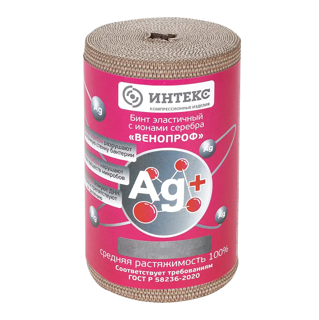 БИНТ ЭЛАСТИЧНЫЙ ИНТЕКС ВЕНОПРОФ СР 10X500СМ С ЗАСТЕЖ