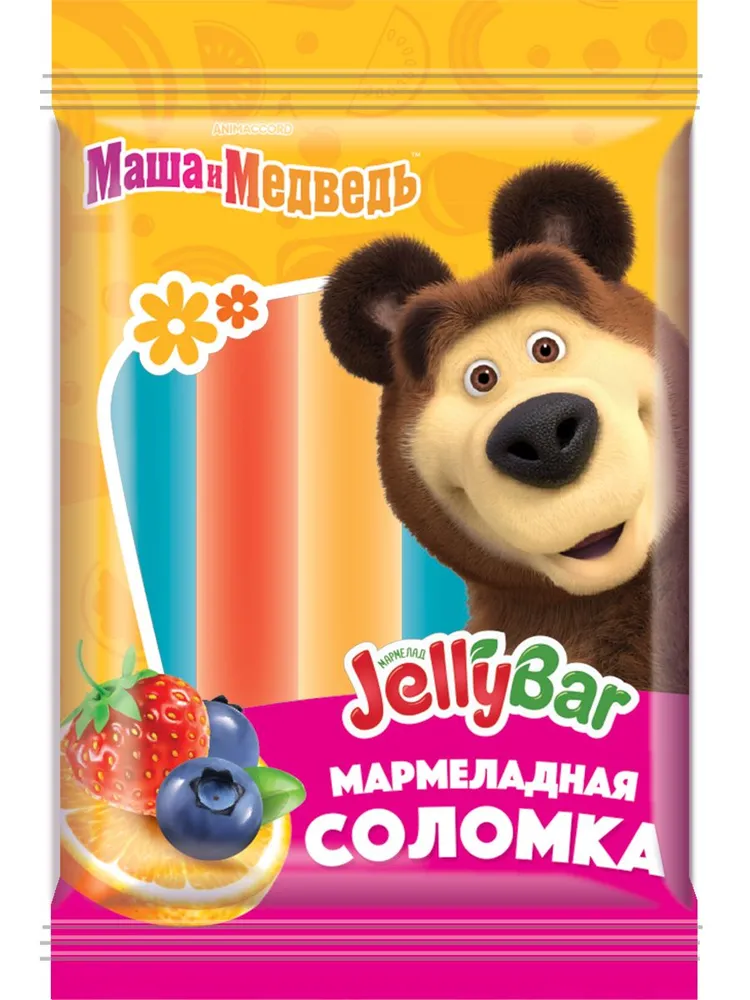 МАША И МЕДВЕДЬ JELLYBAR МАРМЕЛАДНАЯ СОЛОМКА 7Г УТ70843/КОНФИТРЕЙД/