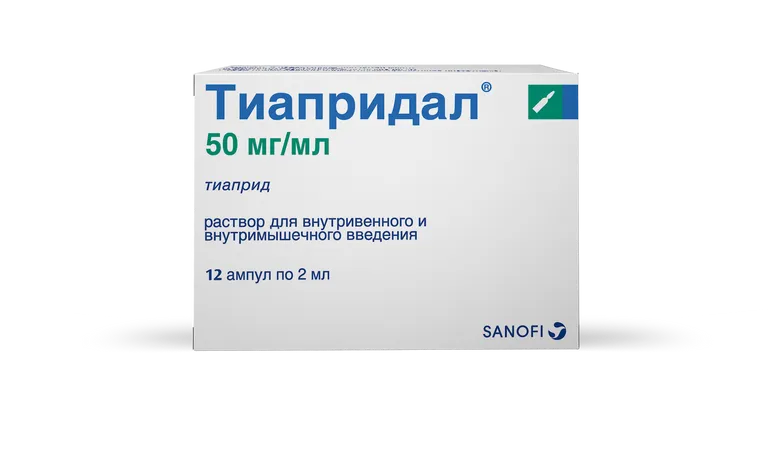 ТИАПРИДАЛ Р-Р В/В В/М 50МГ/МЛ (5%) АМП 2МЛ №12/ДЕЛФАРМ/