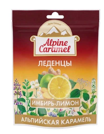 АЛЬПИЙСКАЯ КАРАМЕЛЬ ЛЕДЕНЦЫ С НАТУРАЛ МЕДОМ И ВИТ С ИМБИРЬ-ЛИМОН МАССОЙ 3,3Г 75Г