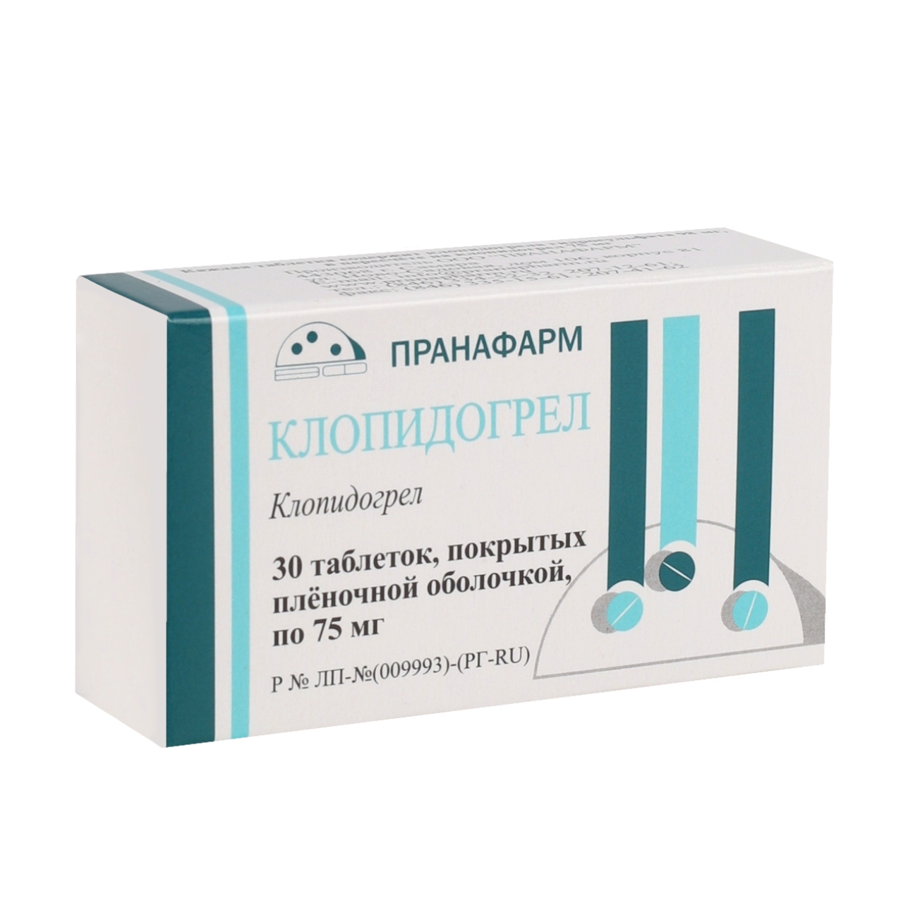 КЛОПИДОГРЕЛ ТАБ П/П/О 75МГ №30/ПРАНАФАРМ/