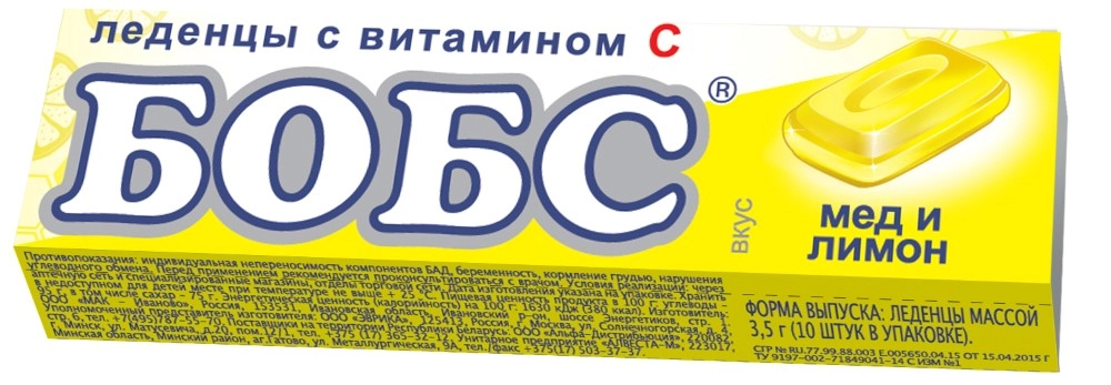 БОБС КАРАМЕЛЬ ЛЕДЕНЦОВАЯ С ВИТ С МЕДОВО-ЛИМОННЫЕ 3,5Г №10