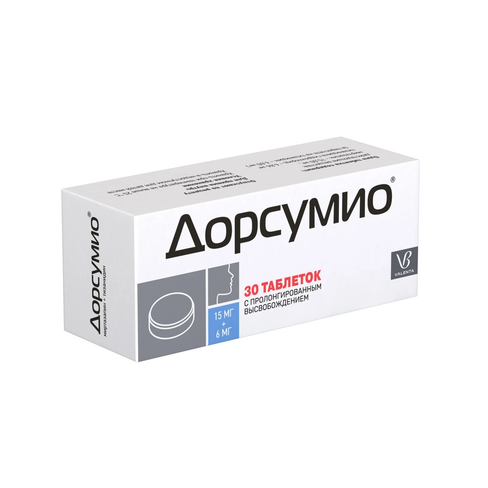 ДОРСУМИО ТАБ ПРОЛОНГ 15МГ+6МГ №30
