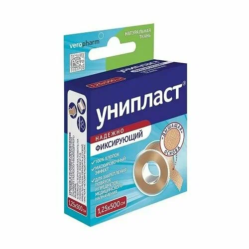 ЛЕЙКОПЛАСТЫРЬ УНИПЛАСТ 1,25Х500СМ ТКАНЕВАЯ ОСНОВА ТЕЛЕСНЫЙ