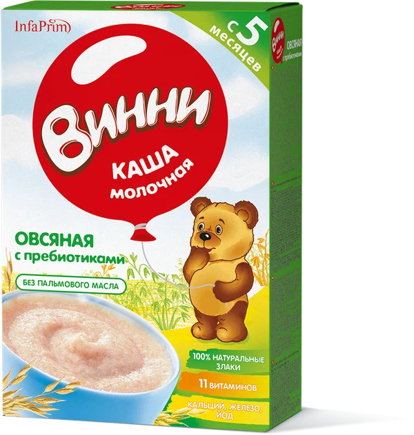 ВИННИ КАША МОЛОЧНАЯ ОВСЯНАЯ С ПРЕБИОТИКАМИ 5МЕС+200Г