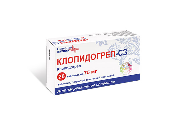 КЛОПИДОГРЕЛ ТАБ П/О 75МГ №28/СЕВЕРНАЯ ЗВЕЗДА/