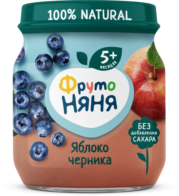 ФРУТОНЯНЯ ПЮРЕ ЯБЛОКО ЧЕРНИКА 5МЕС+100Г