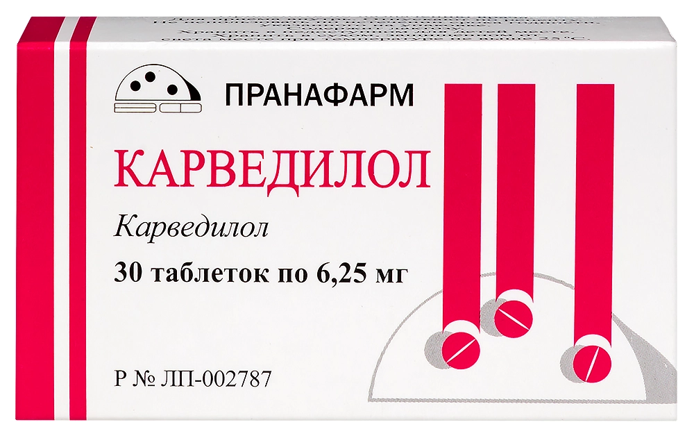 КАРВЕДИЛОЛ ТАБ 6,25МГ №30/ПРАНАФАРМ/