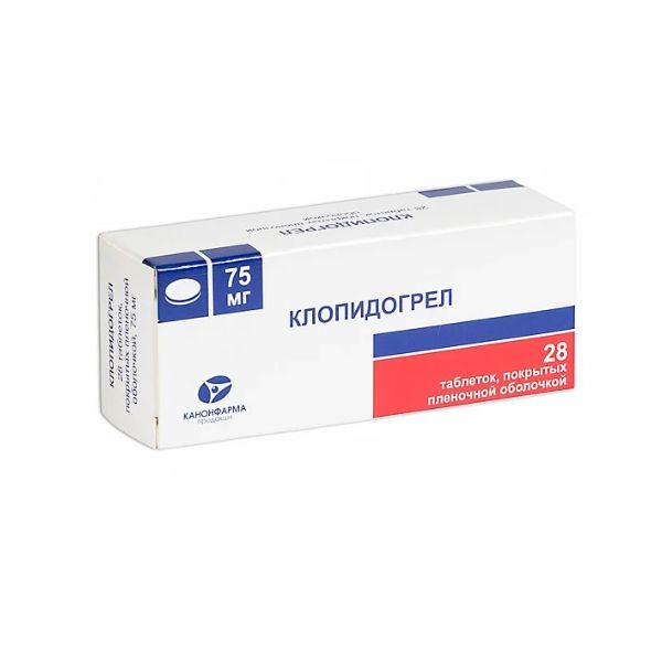КЛОПИДОГРЕЛ ТАБ П/О 75МГ №28/КАНОНФАРМА/