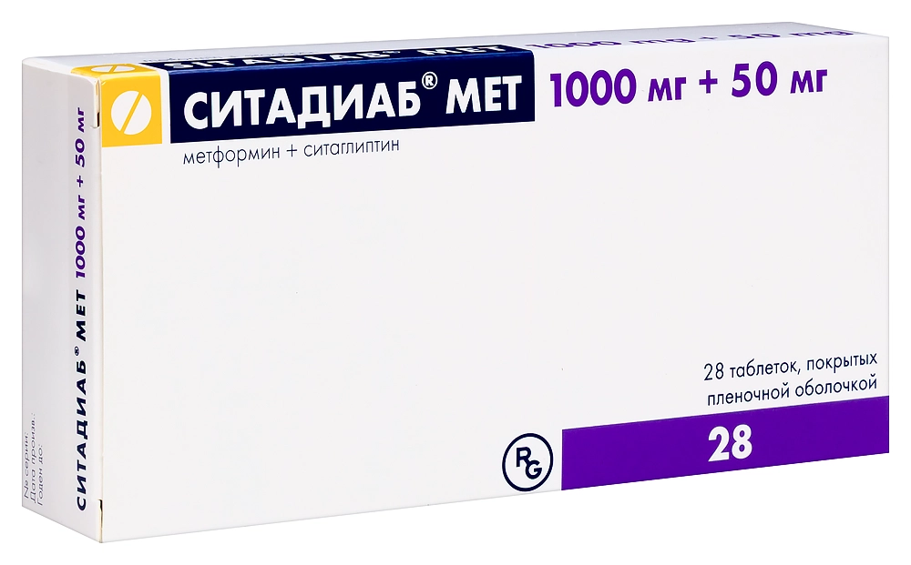 СИТАДИАБ МЕТ ТАБ П/П/О 1000МГ+50МГ №28