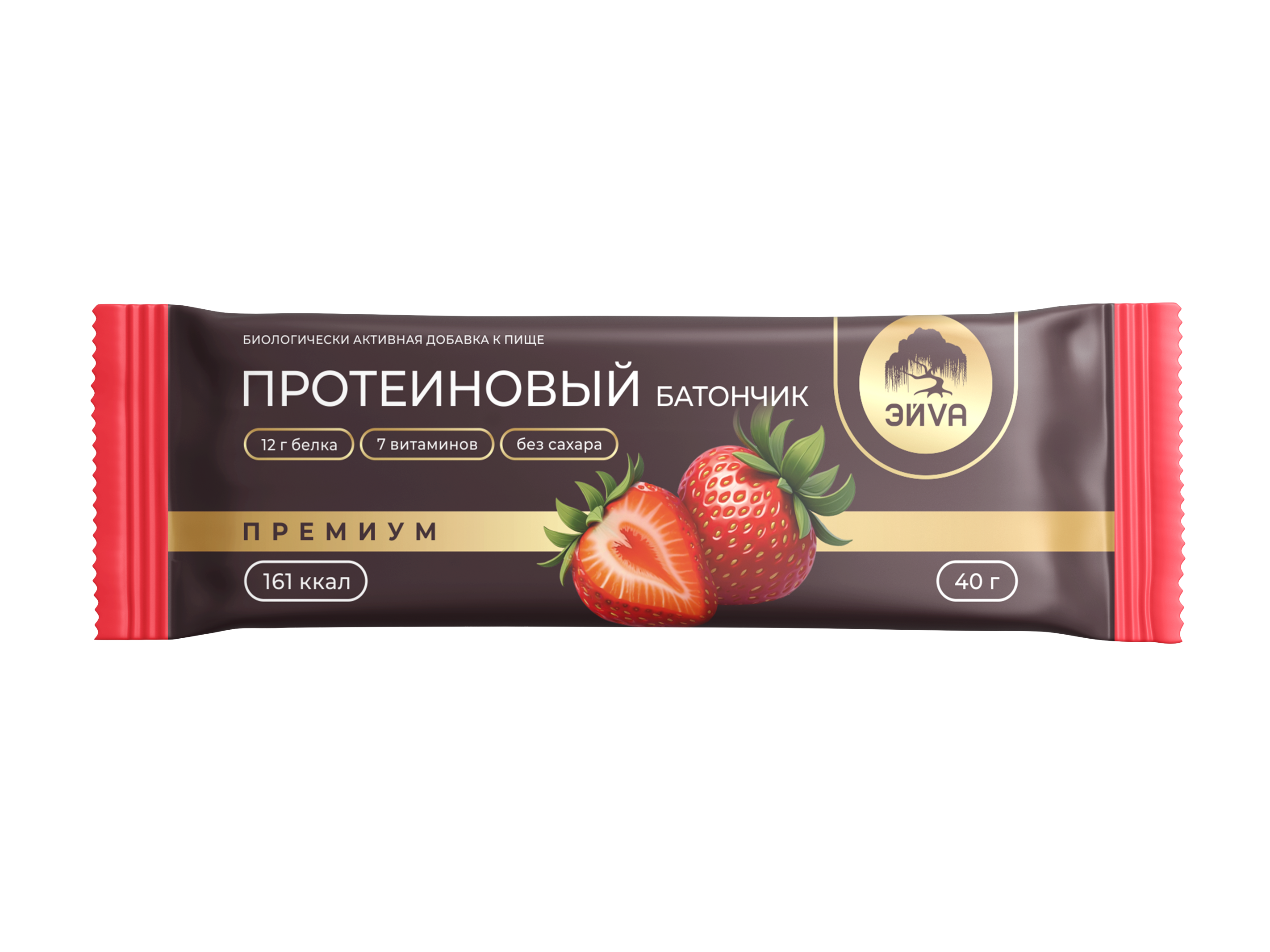 БАТОНЧИК ПРОТЕИНОВЫЙ КЛУБНИКА В ШОКОЛАДНОЙ ГЛАЗУРИ 40Г/ЭЙVА/ЭЙВА/