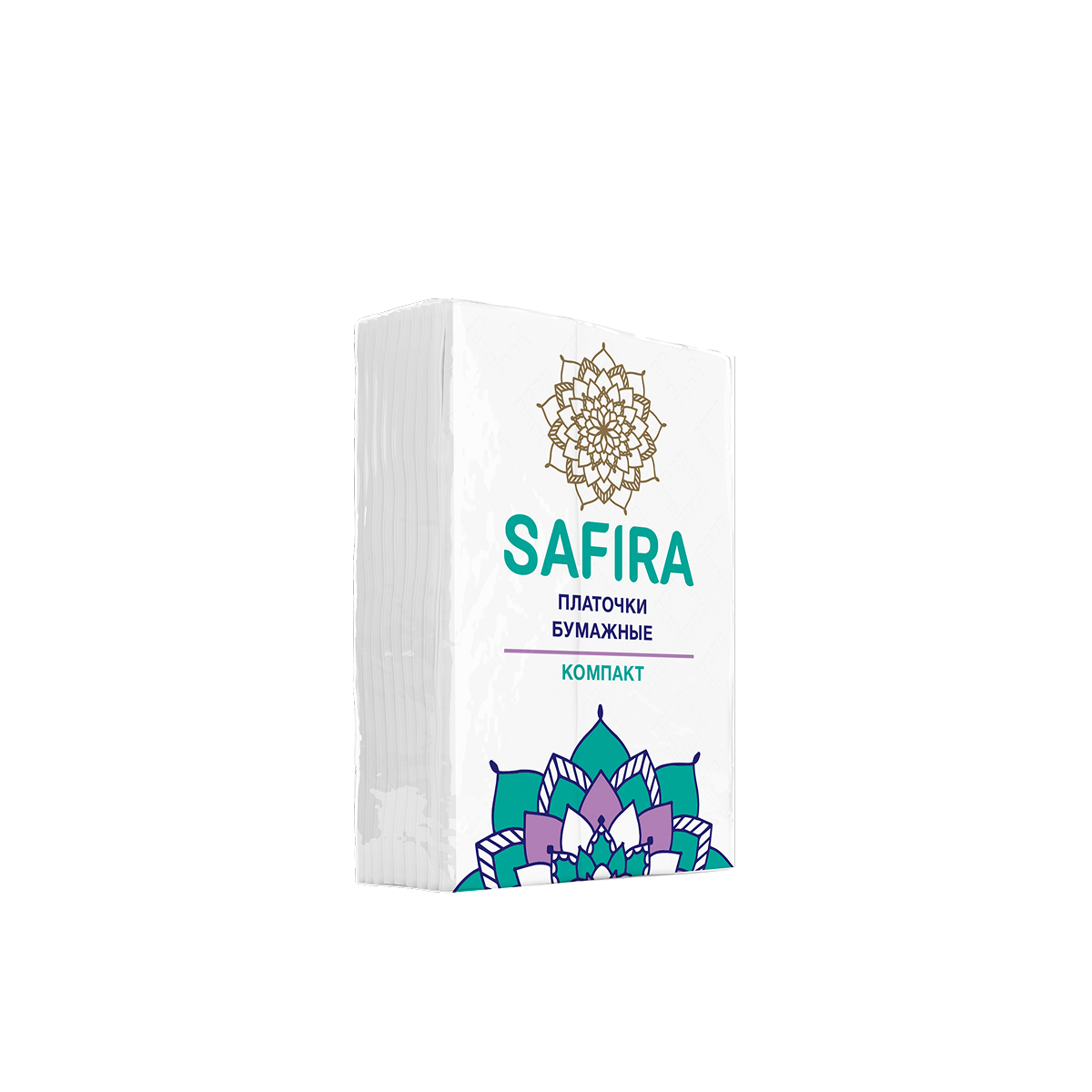 САФИРА ПЛАТОЧКИ БУМАЖНЫЕ КОМПАКТ 2-Х СЛОЙНЫЕ Н/АРОМАТ №10