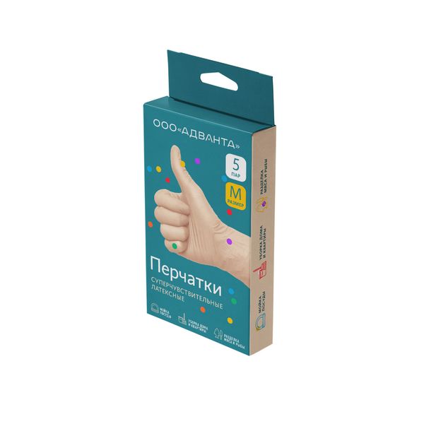 ПЕРЧАТКИ СМОТР ЛАТЕКС Н/СТ НЕОПУДР РM АДВАНТА TOP GLOVE №5/МАЛАЙЗИЯ/ СУПЕРЧУВСТВ