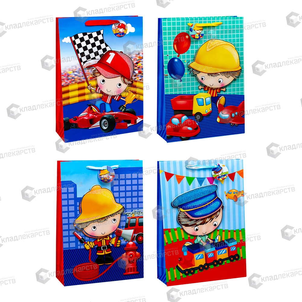 ИГРУШКА ПАКЕТ ПОДАРОЧ. 32X44X11СМ (4 ВИД. В АСС.) 74962