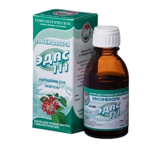 ЭДАС 111 ПАССИФЛОРА КАПЛИ ВНУТРЬ ГОМЕОПАТ 25МЛ