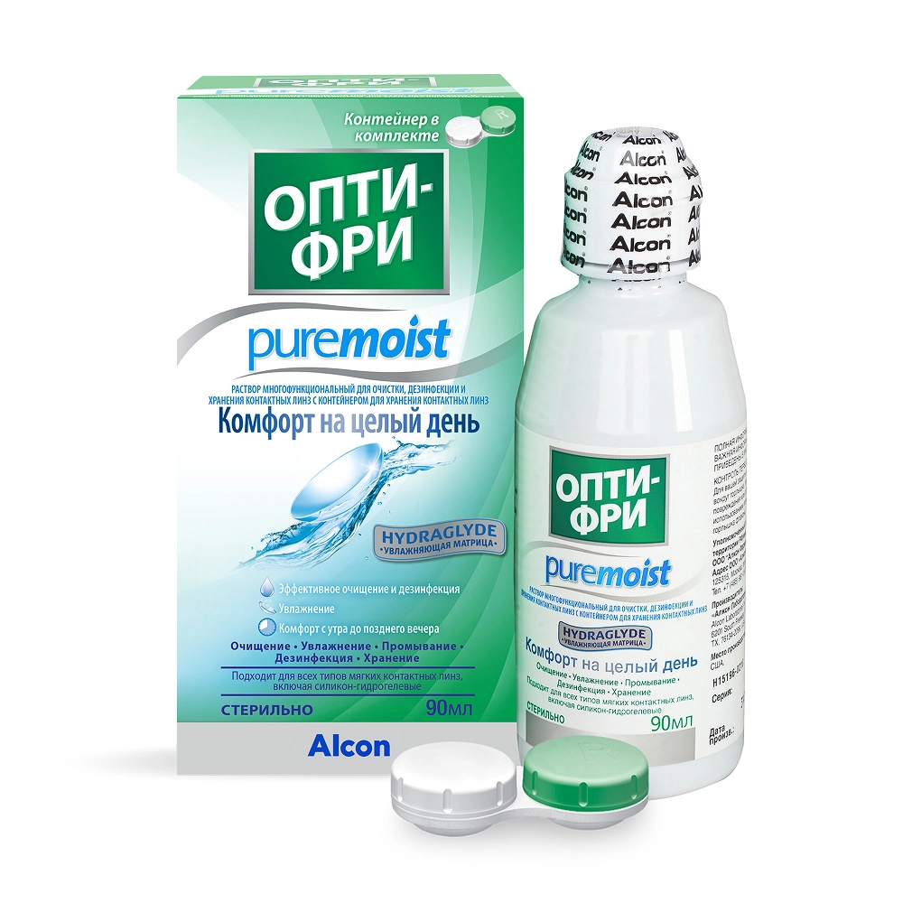ОПТИ-ФРИ PURE MOIST Р-Р МНОГОФУНКЦ Д/КОНТ ЛИНЗ 90МЛ+КОНТЕЙНЕР