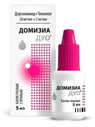 ДОМИЗИА ДУО КАПЛИ ГЛАЗНЫЕ 20МГ/МЛ+5МГ/МЛ 5МЛ