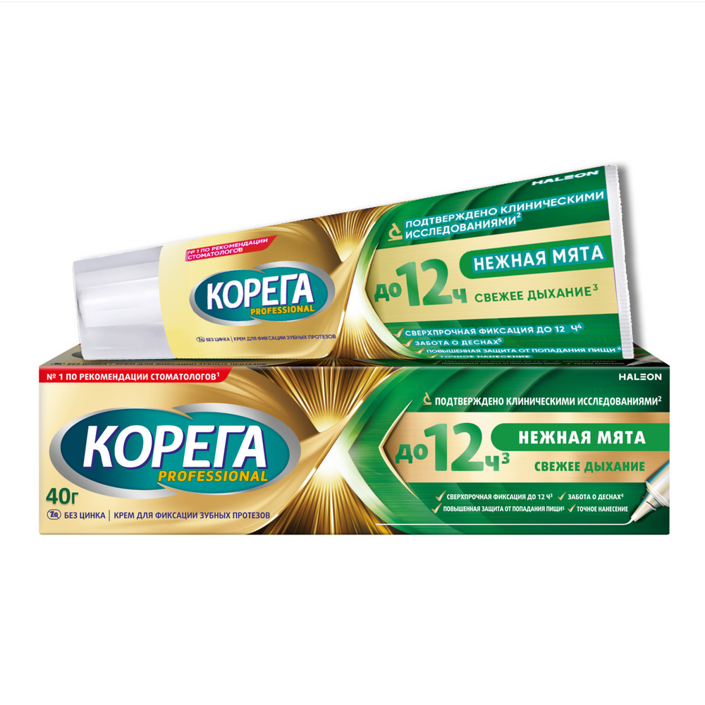 КОРЕГА PROFESSIONAL КРЕМ ДЛЯ ФИКСАЦИИ ЗУБНЫХ ПРОТЕЗОВ НЕЖНАЯ МЯТА 40Г