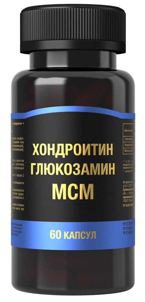 ХОНДРОИТИН+ГЛЮКОЗАМИН+МСМ КАПС МАССОЙ 1000МГ №60