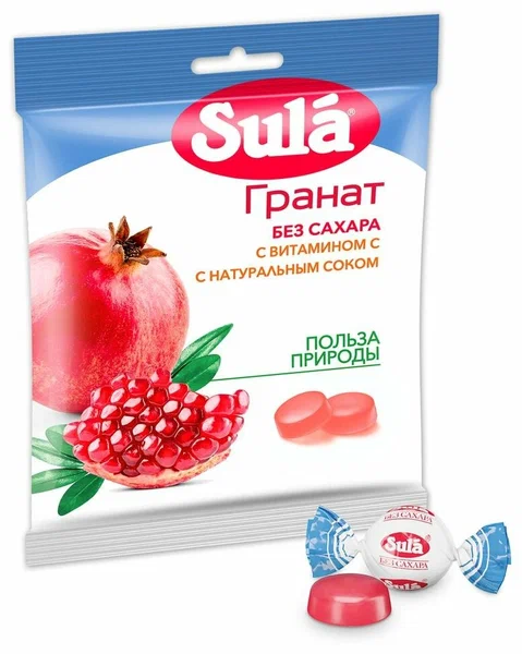 ЗУЛА ЛЕДЕНЦЫ Б/САХАРА С ВИТ С ГРАНАТ 60Г