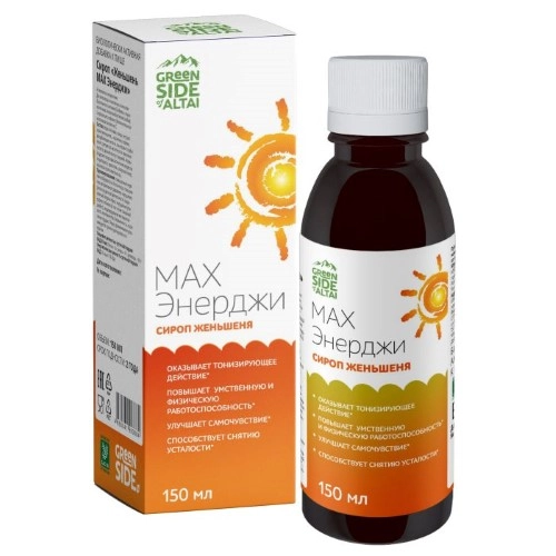 ГРИН САЙД ЖЕНЬШЕНЬ МАХ ЭНЕРДЖИ СИРОП 150МЛ