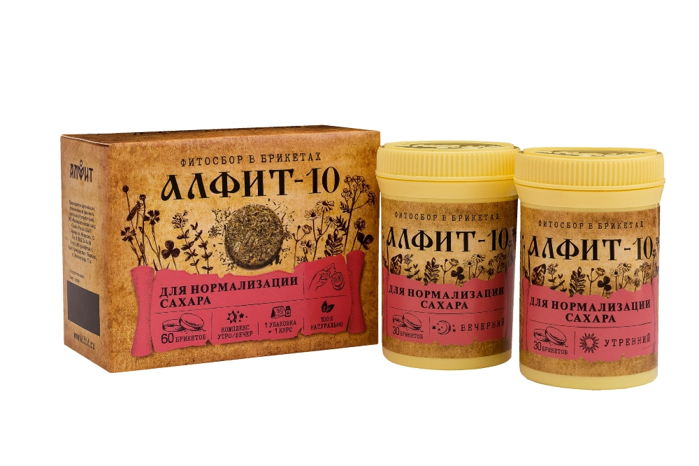 АЛФИТ-10 ДЛЯ НОРМАЛИЗАЦИИ САХАРА УТРЕННИЙ ВЕЧЕРНИЙ БРИКЕТЫ 120Г