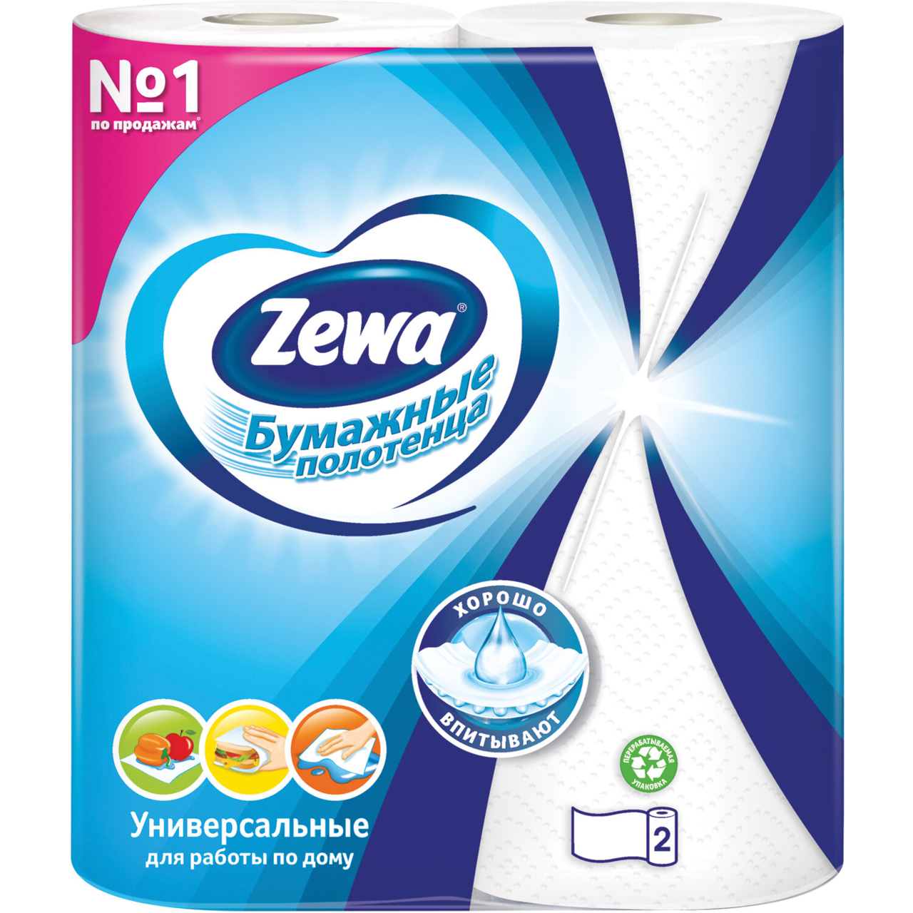 ПОЛОТЕНЦА БУМАЖНЫЕ ЗЕВА 2-Х СЛОЙНЫЕ 2 РУЛ