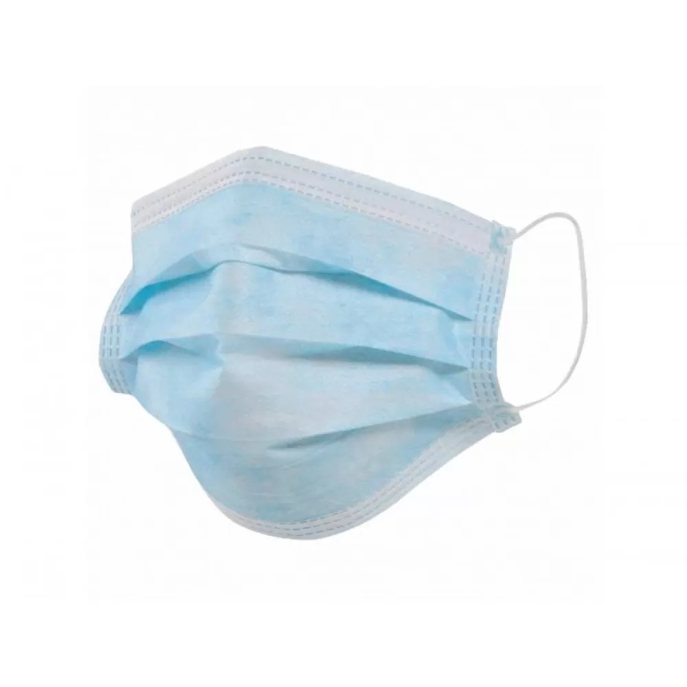 МАСКА МЕД 3-Х СЛОЙНАЯ НА РЕЗИНКЕ ГОЛУБАЯ/СПЕЦМЕДЗАЩИТА/
