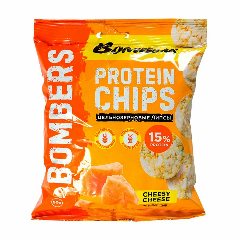 ЧИПСЫ ЦЕЛЬНОЗЕРНОВЫЕ ПРОТЕИНОВЫЕ СО ВКУСОМ НЕЖНЫЙ СЫР TM BOMBBAR 50Г