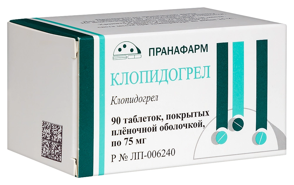 КЛОПИДОГРЕЛ ТАБ П/О 75МГ №90/ПРАНАФАРМ/