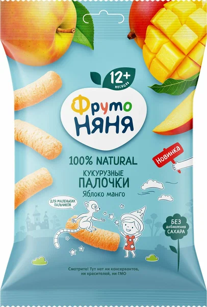ФРУТОНЯНЯ ПАЛОЧКИ КУКУРУЗНЫЕ ЯБЛОКО МАНГО 20Г