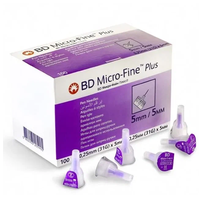 ИГЛА ДЛЯ ШПРИЦ-РУЧКИ BD MICRO-FINE PLUS 0,25 (31G)Х5ММ №100 320590 Д