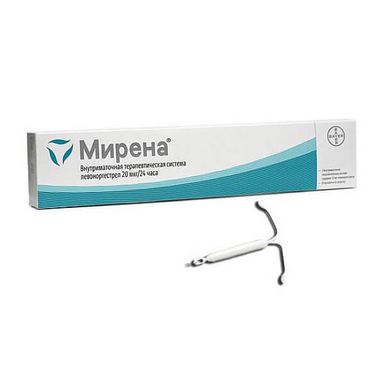 МИРЕНА СПИРАЛЬ СИСТЕМА В/МАТ ТЕРАПЕВТИЧ 52МГ 20МКГ/24Ч