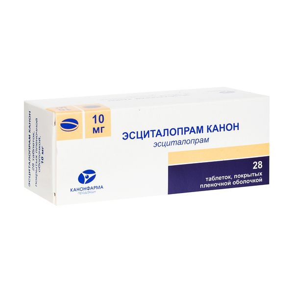 ЭСЦИТАЛОПРАМ ТАБ П/П/О 10МГ №28/КАНОНФАРМА/