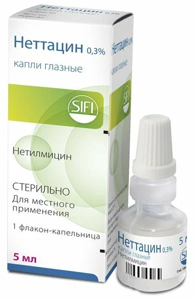 НЕТТАЦИН КАПЛИ ГЛАЗНЫЕ 0,3% 5МЛ