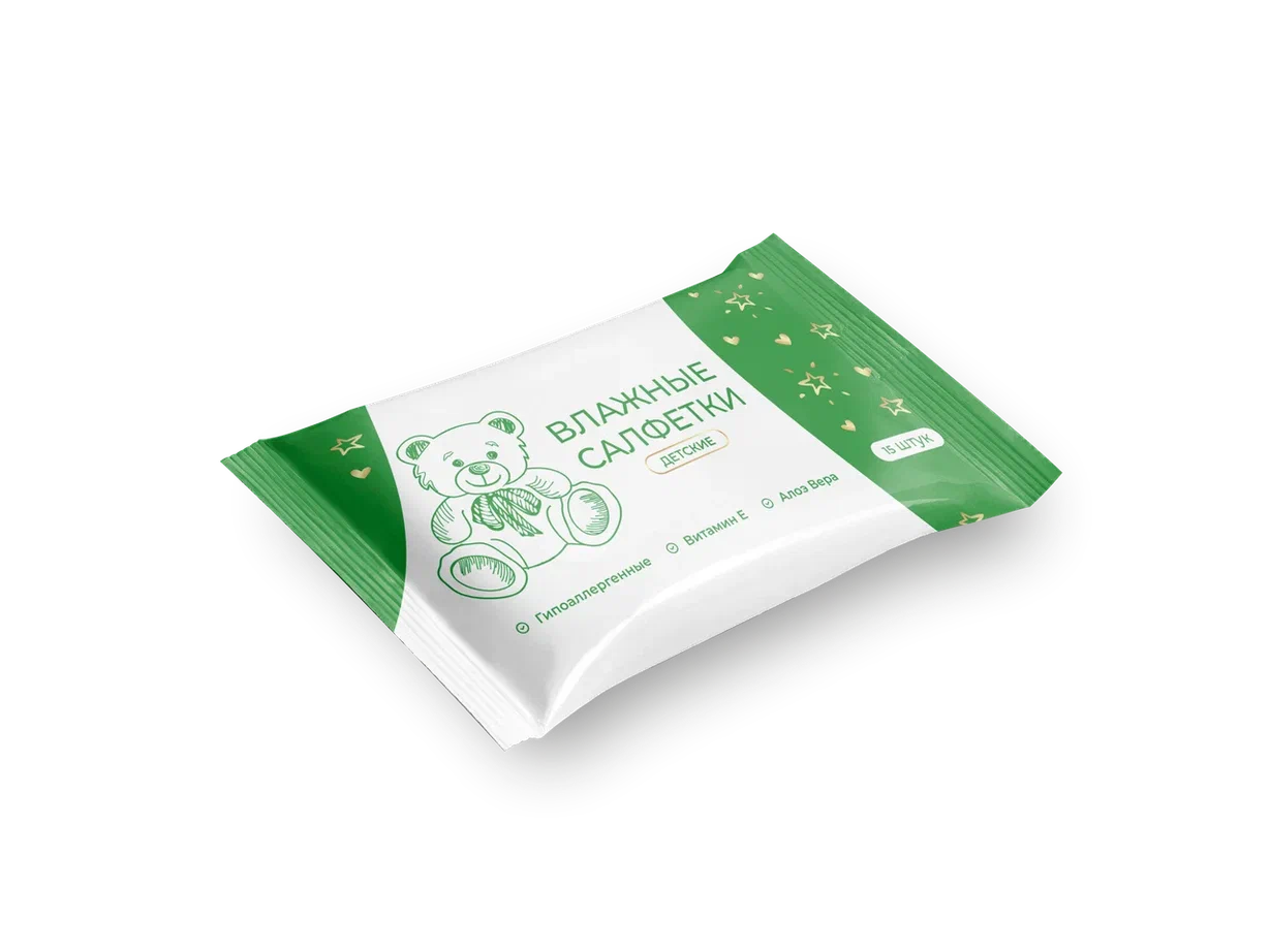 САЛФЕТКИ ВЛАЖНЫЕ ДЕТСКИЕ С АЛОЭ И ВИТАМИНОМ Е №15/ЭЙVА/ЭЙВА/