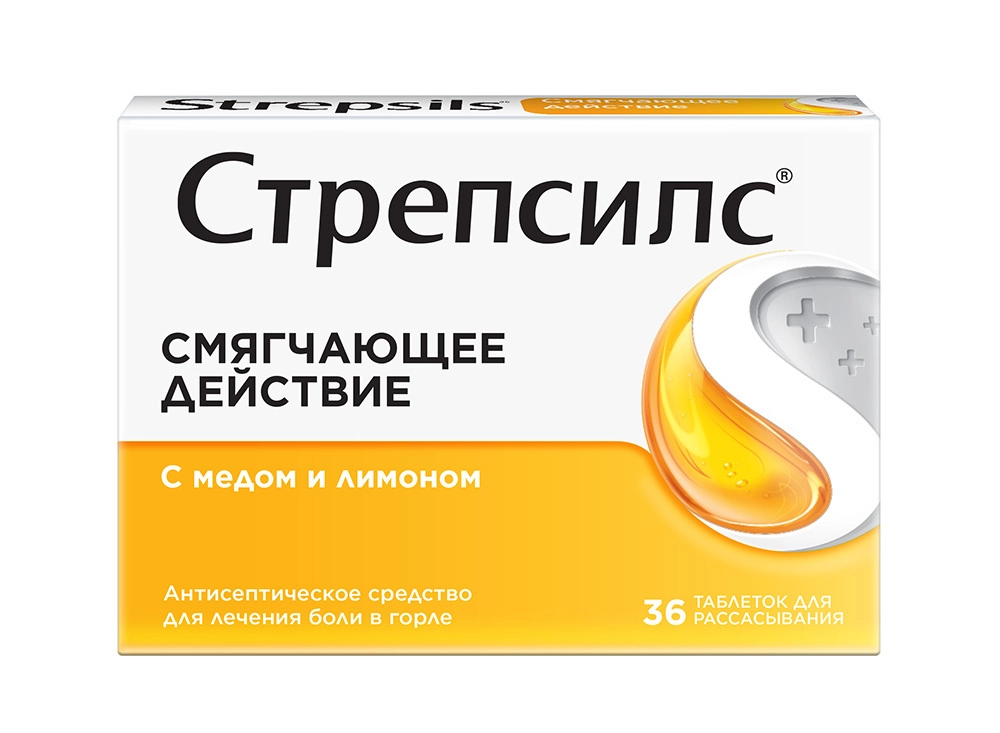 СТРЕПСИЛС ТАБ Д/РАСС МЕД И ЛИМОН №36