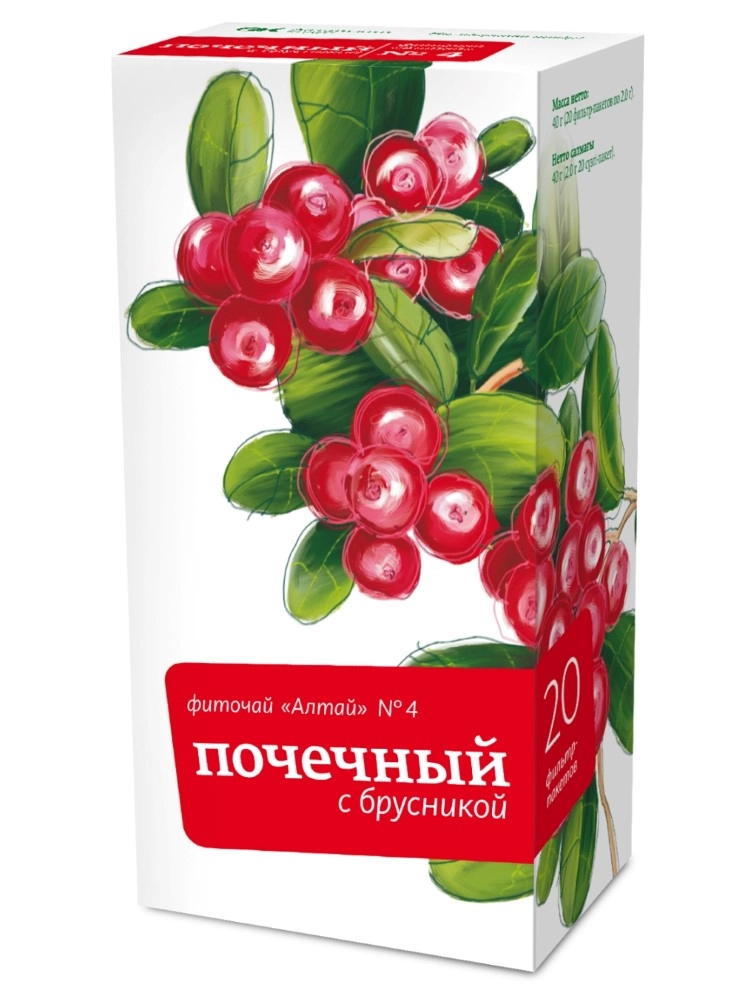 ФИТОЧАЙ АЛТАЙ №4 ПОЧЕЧНЫЙ С БРУСНИКОЙ Ф/П 2Г №20