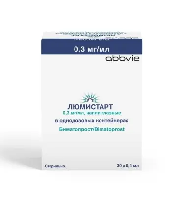 ЛЮМИСТАРТ КАПЛИ ГЛАЗНЫЕ 0,3МГ/МЛ КОНТЕЙНЕР ОДНОДОЗ 0,4МЛ №30