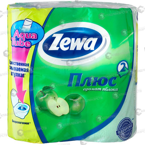 ЗЕВА ПЛЮС БУМАГА ТУАЛЕТНАЯ 2-Х СЛ ЯБЛОКО №4