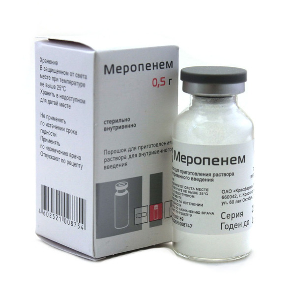 МЕРОПЕНЕМ ПОР Д/Р-РА Д/В/В 500МГ ФЛ №1 КРАСФАРМА/