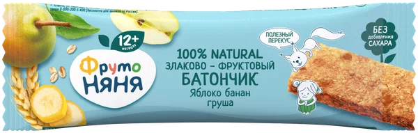 ФРУТОНЯНЯ БАТОНЧИК ЗЛАКОВО-ФРУКТОВЫЙ ЯБЛОКО БАНАН ГРУША 25Г