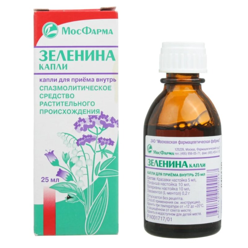 КАПЛИ ЗЕЛЕНИНА ФЛ 25МЛ №1/МОСКОВСКАЯ/