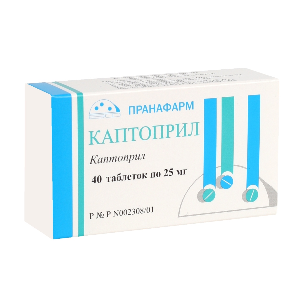 КАПТОПРИЛ ТАБ 25МГ №40/ПРАНАФАРМ/